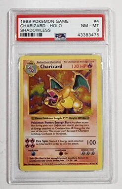 1999 Pokemon Game Charizard 4/102 - Shadowless - Holo - PSA8