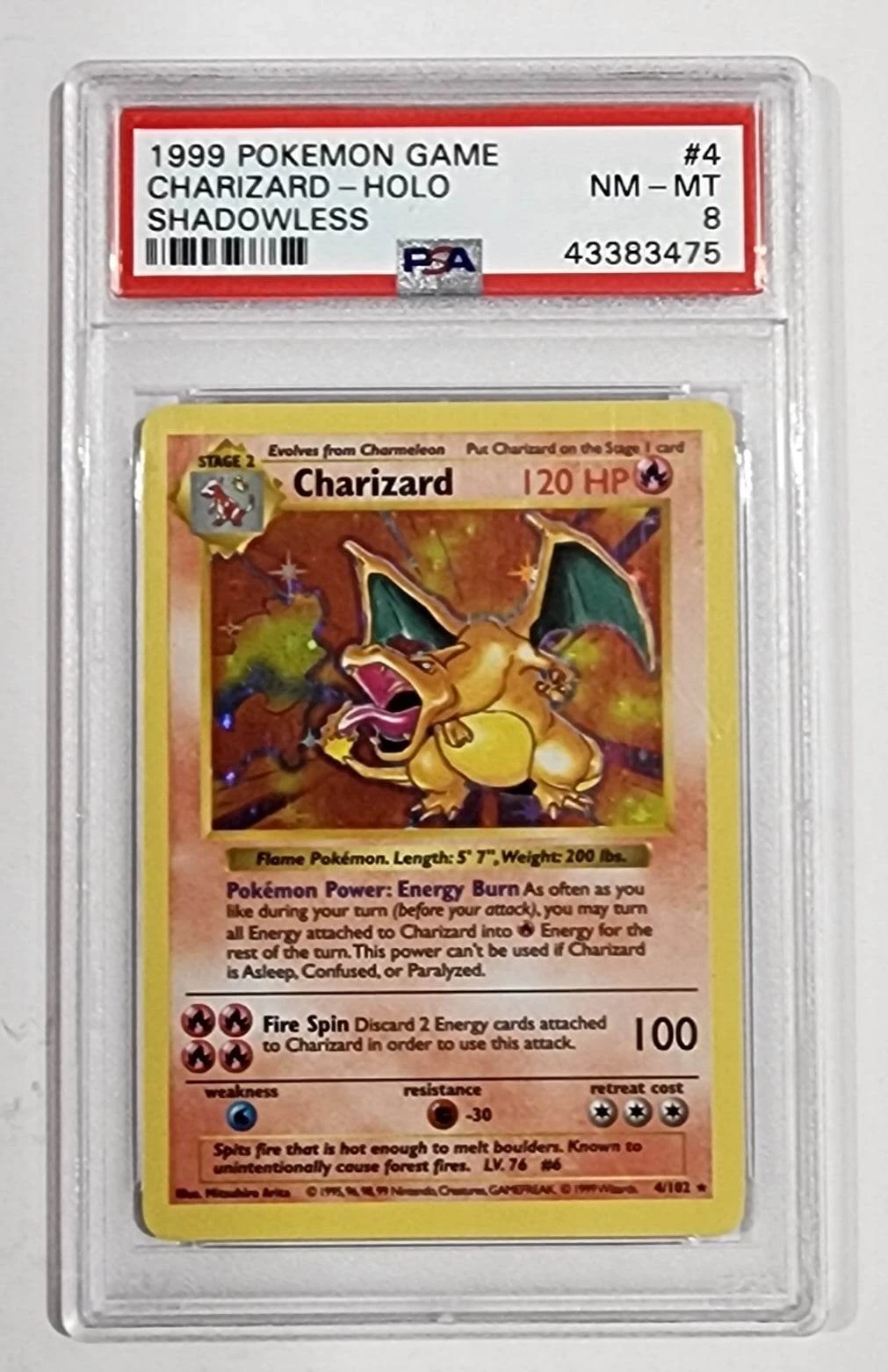 1999 Pokemon Game Charizard 4/102 - Shadowless - Holo - PSA8 1 1999 Pokemon Game Charizard 4/102 - Shadowless - Holo - PSA8