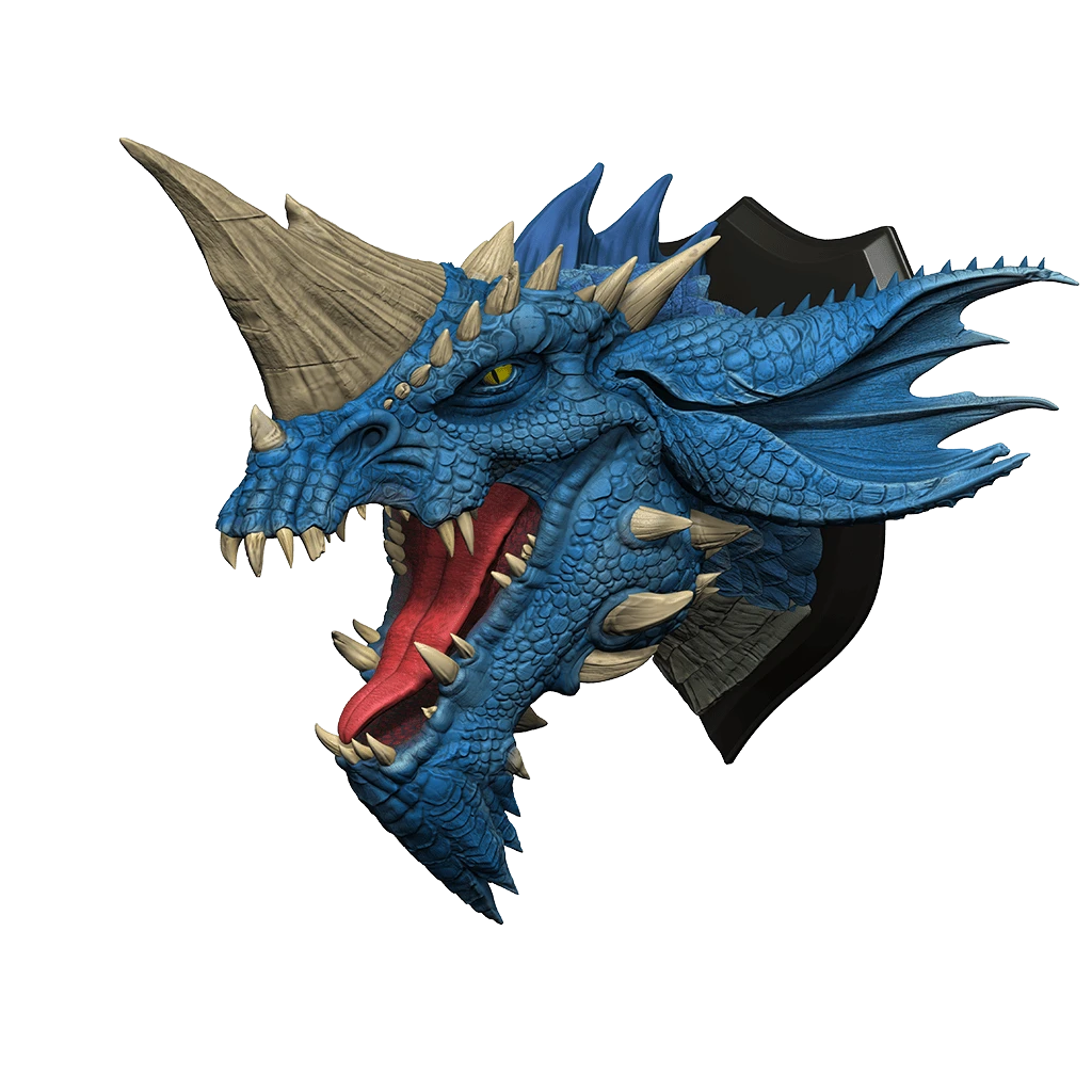 D&D Dungeons & Dragons Blue Dragon Head Trophy Plaque 1 D&D Dungeons & Dragons Blue Dragon Head Trophy Plaque